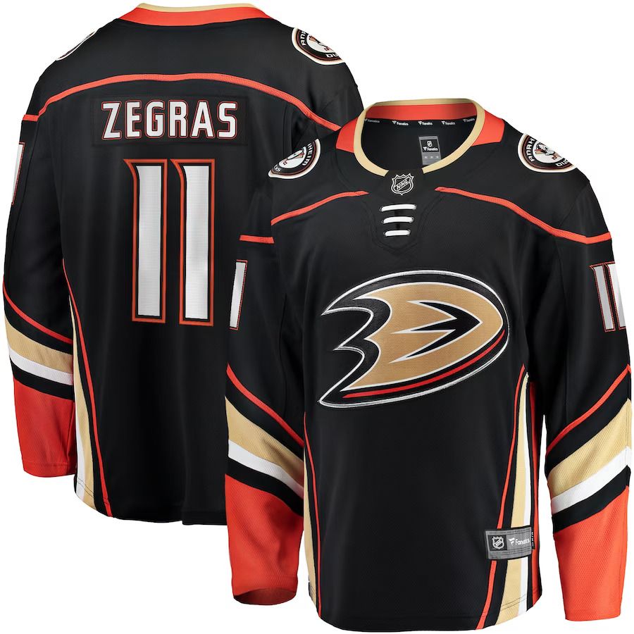 Men Anaheim Ducks 11 Trevor Zegras Fanatics Branded Black Home Breakaway Player NHL Jersey